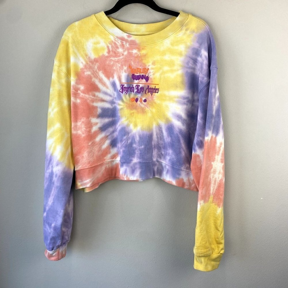 Joyrich Birds of Prey Harley Quinn Cropped Tie Dye Sweatshirt XL
